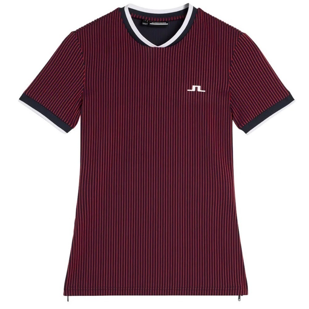 J.Lindeberg Red and Black Striped Shirt